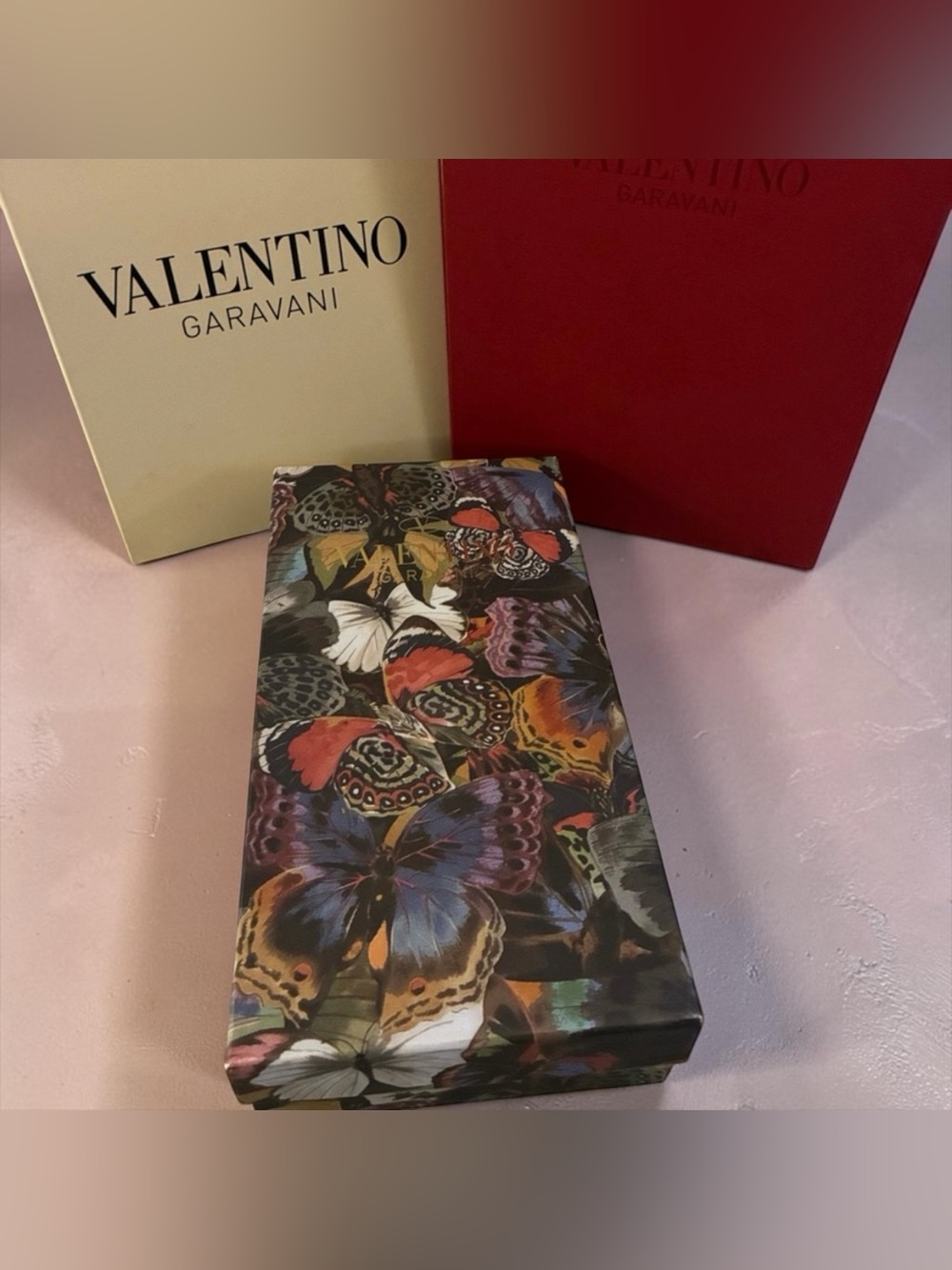 Valentino Garavani red, beige, and floral shoe box(LOT OF 3)